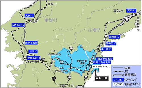 高知県四万十町アクセスマップ