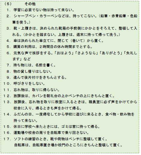 影野小学校のきまり2